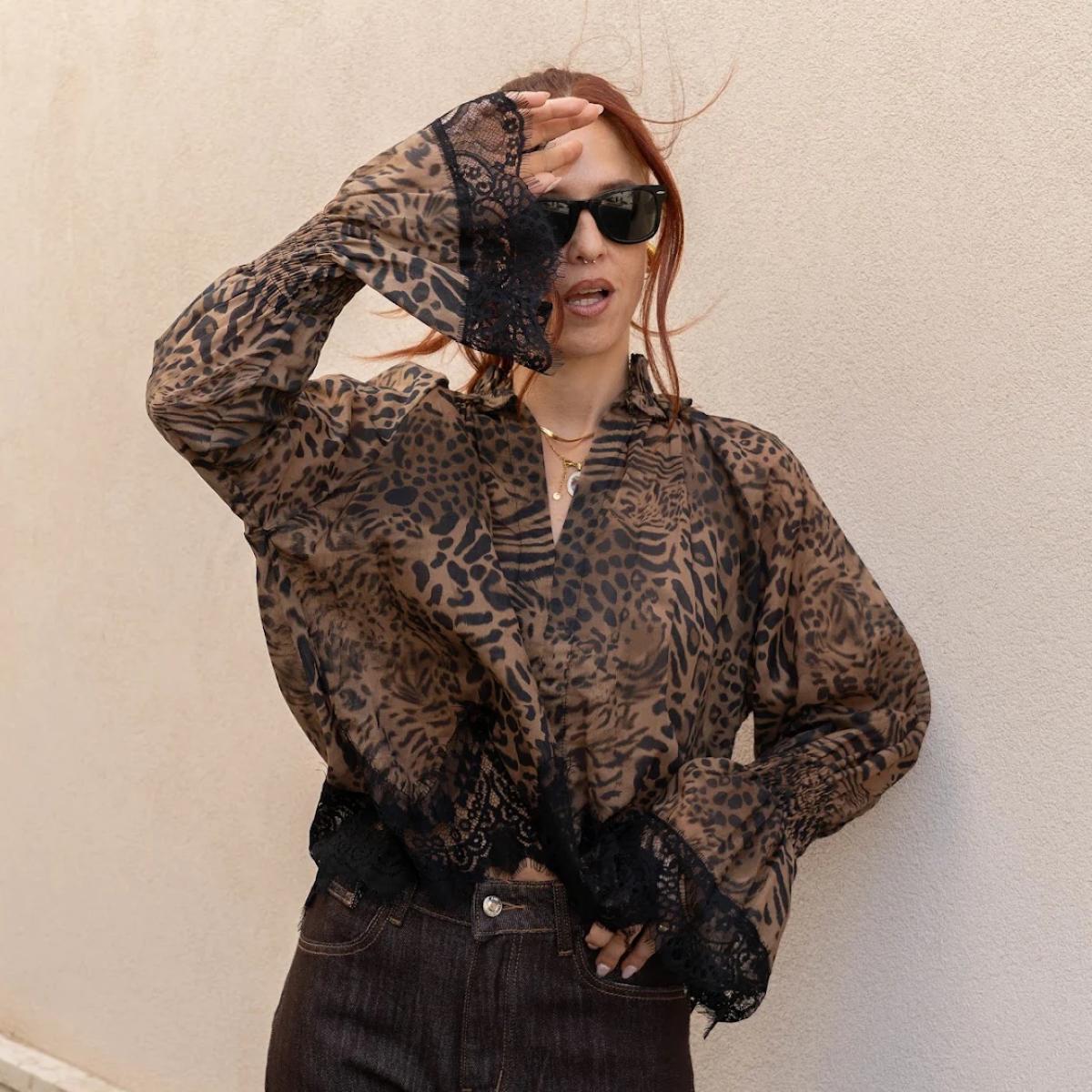 Camicia Maculata Con Pizzo