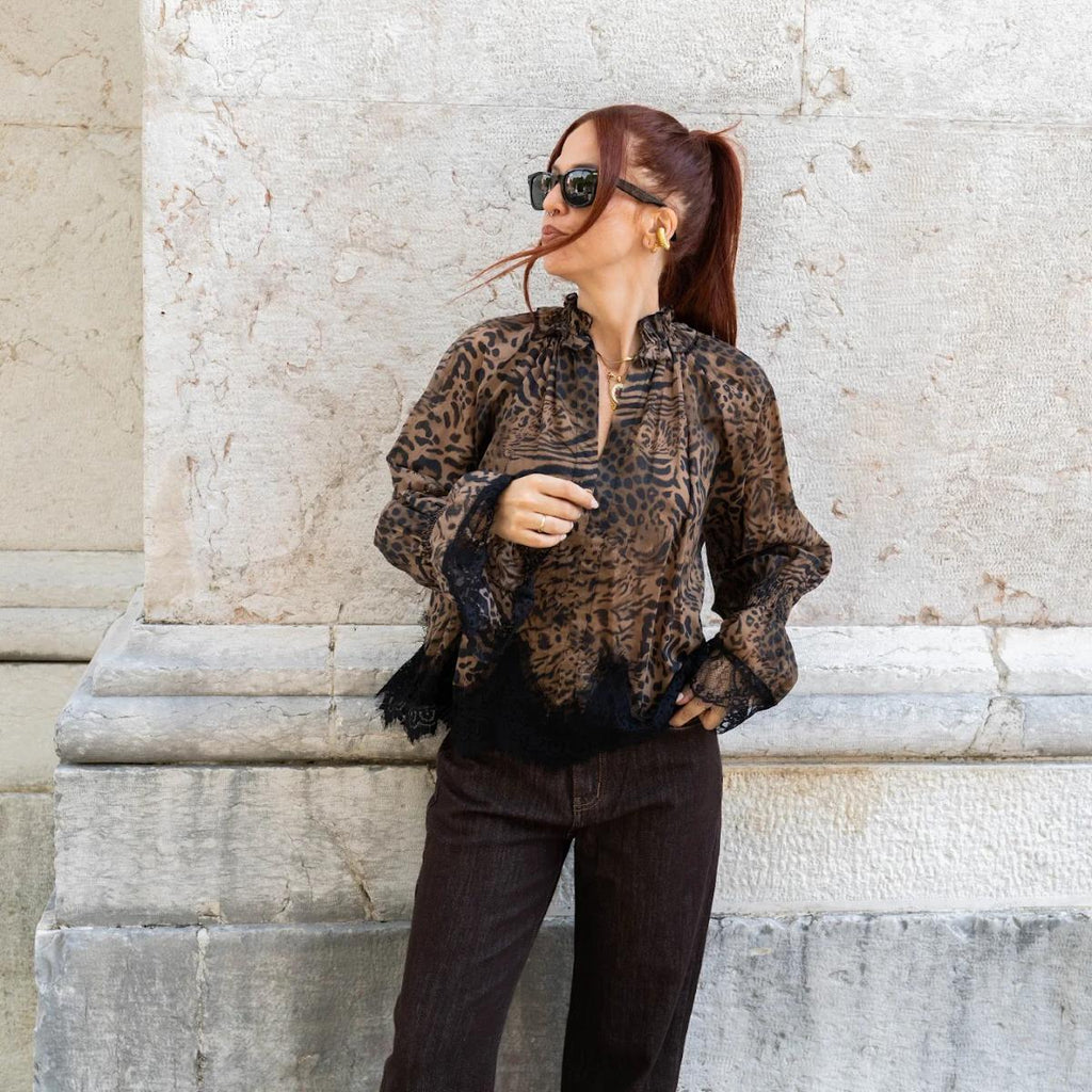 Camicia Maculata Con Pizzo