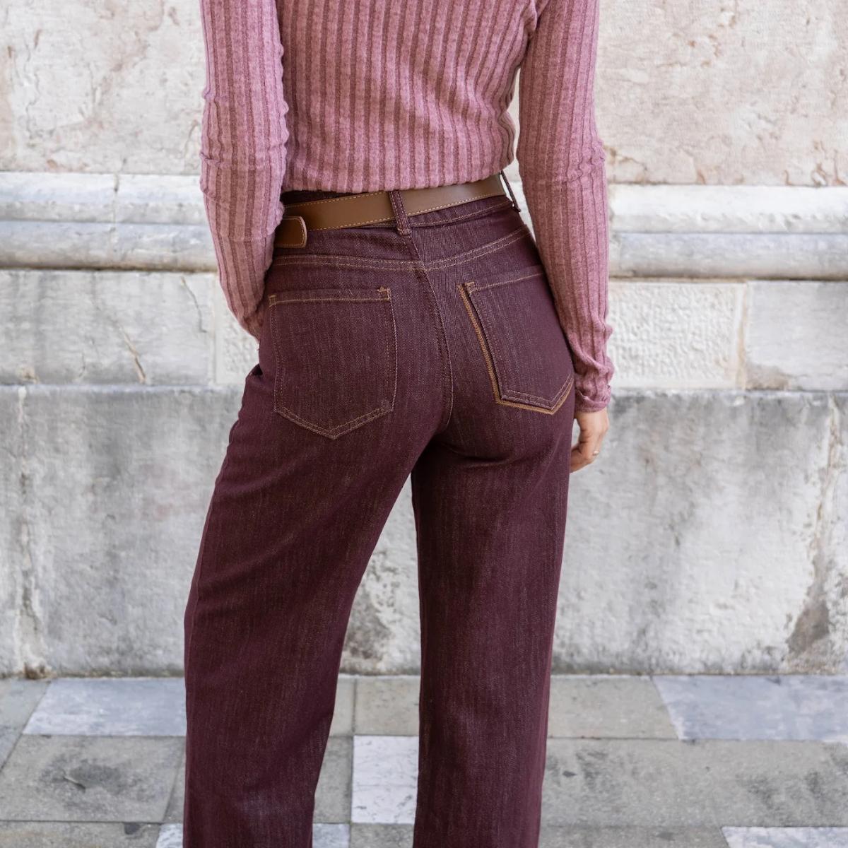 Jeans Bordeaux + Cintura Inclusa