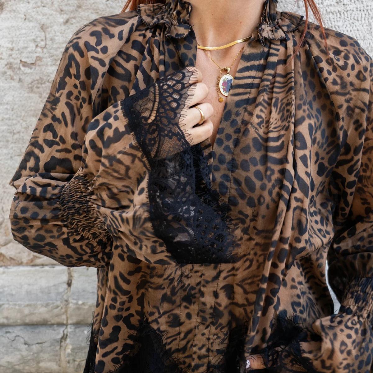 Camicia Maculata Con Pizzo