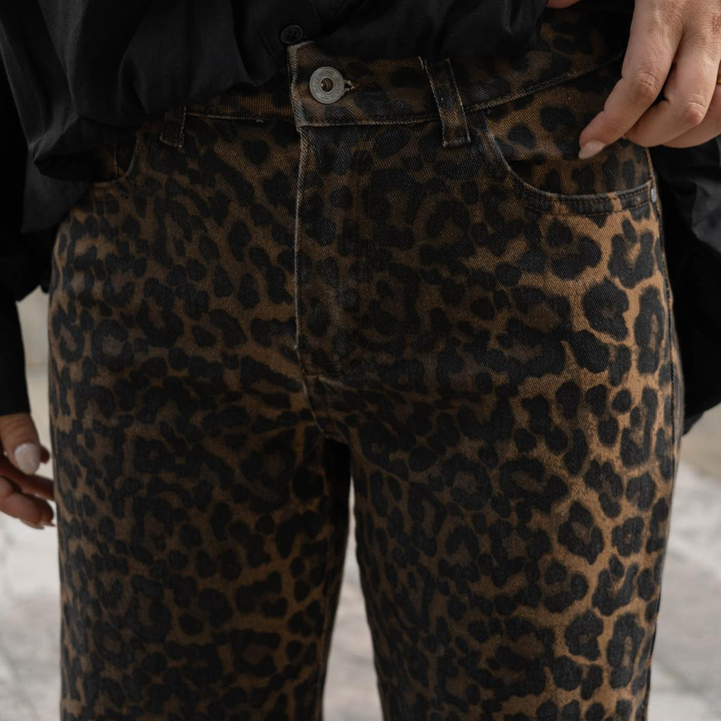 Jeans palazzo leopardato