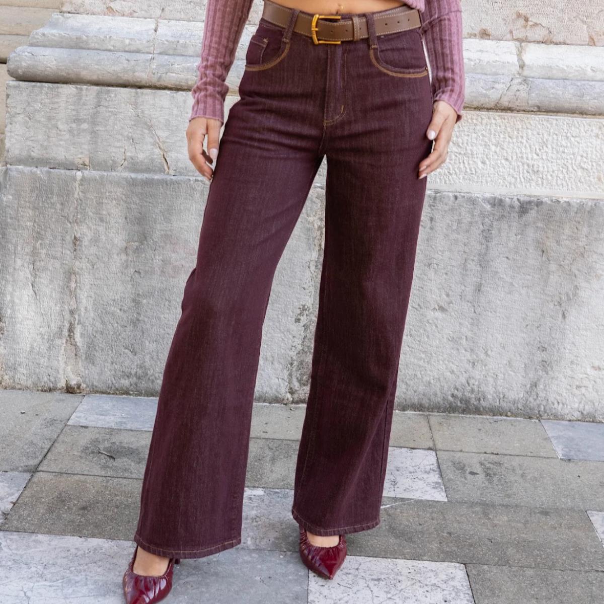 Jeans Bordeaux + Cintura Inclusa