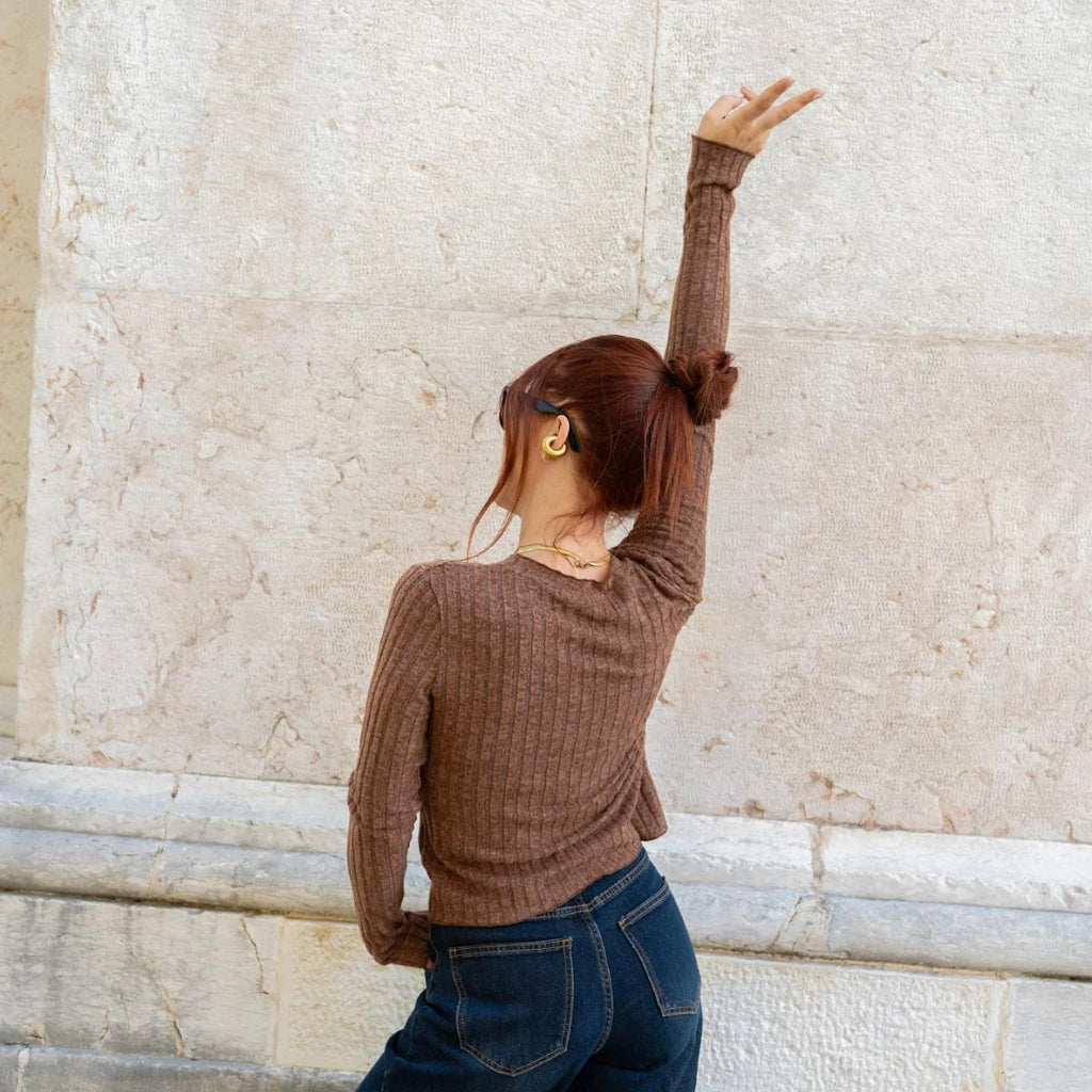 Maglia a Costine con Laccetto