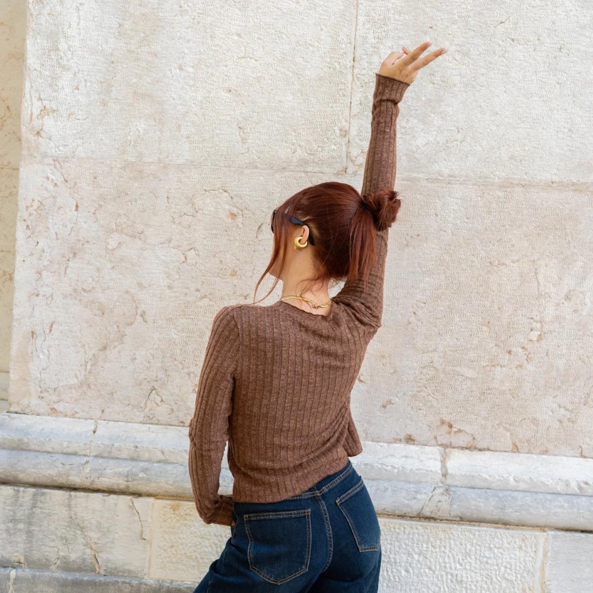 Maglia a Costine con Laccetto