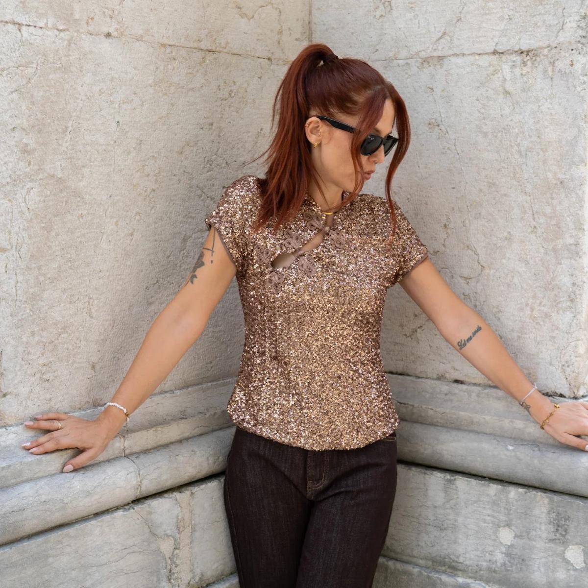 Maglia Paillettes Stile Orientale