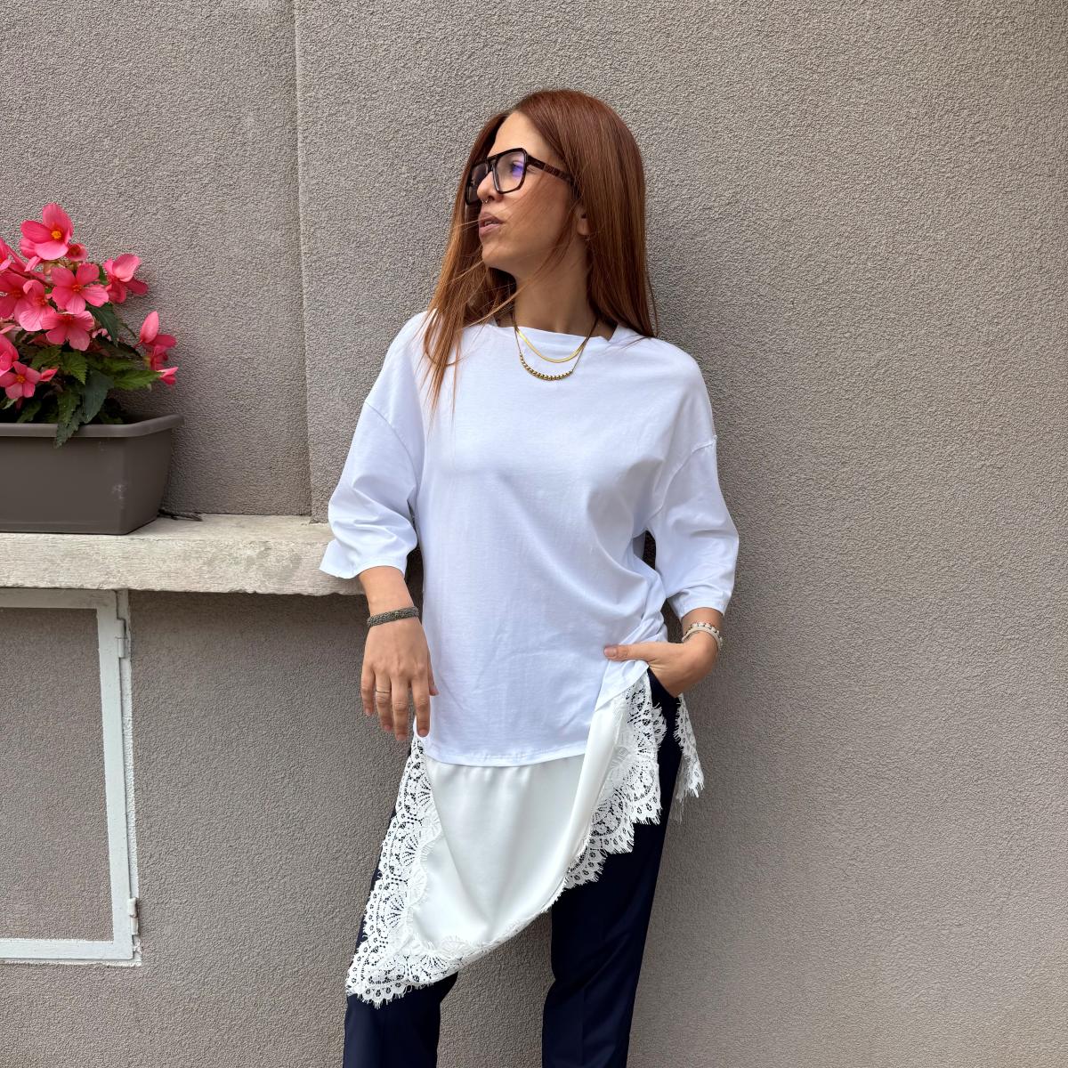 Maxi maglia con pizzo