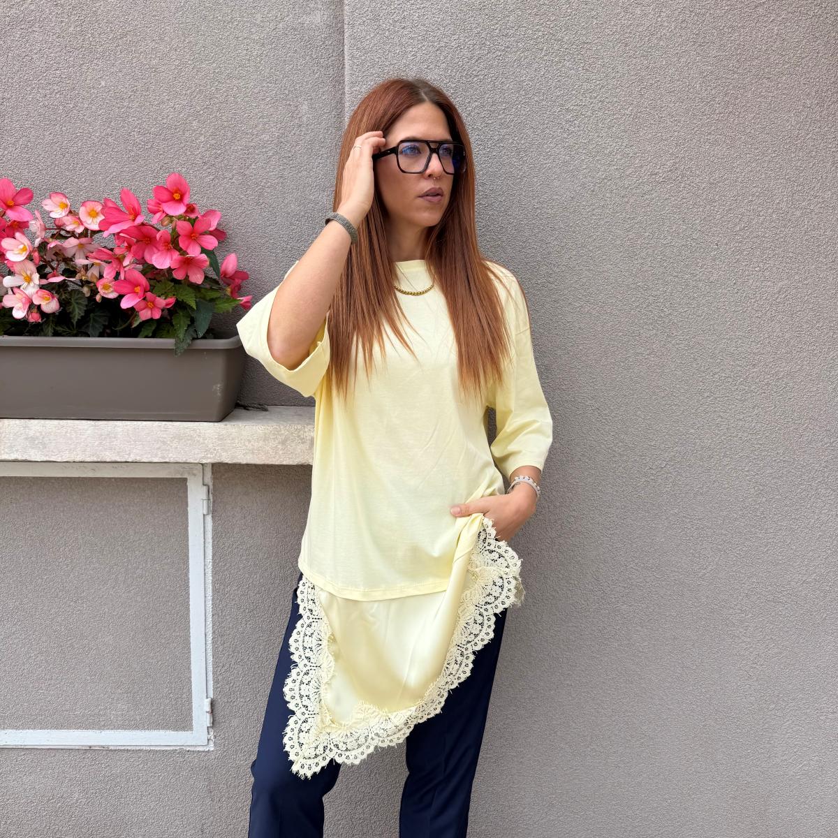 Maxi maglia con pizzo