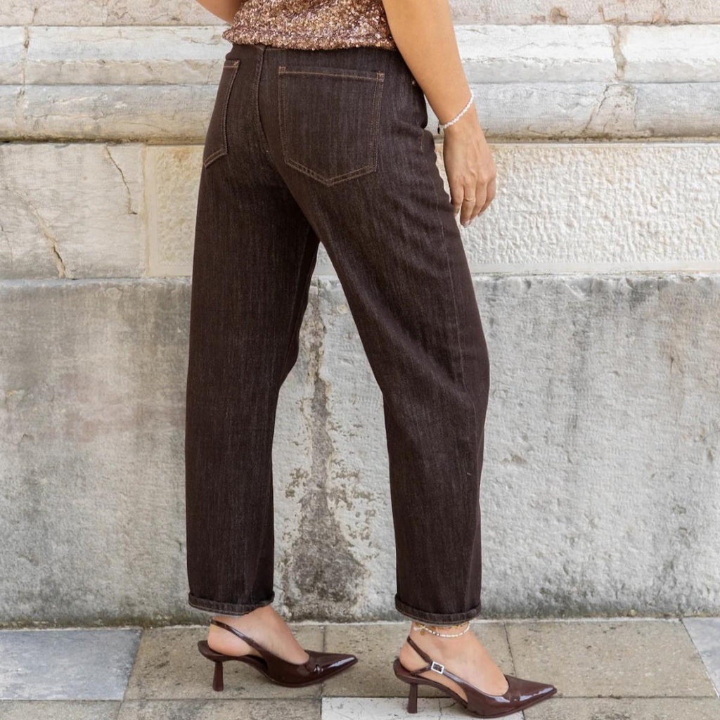 Jeans Mom Fit Marrone