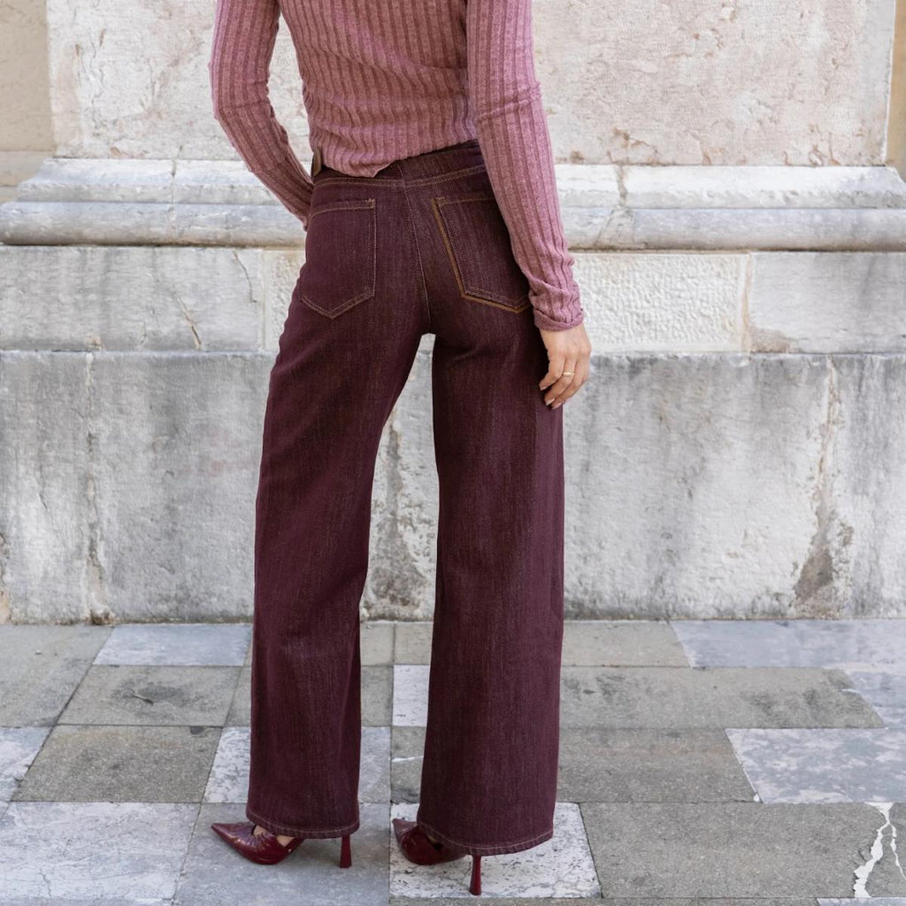 Jeans Bordeaux + Cintura Inclusa
