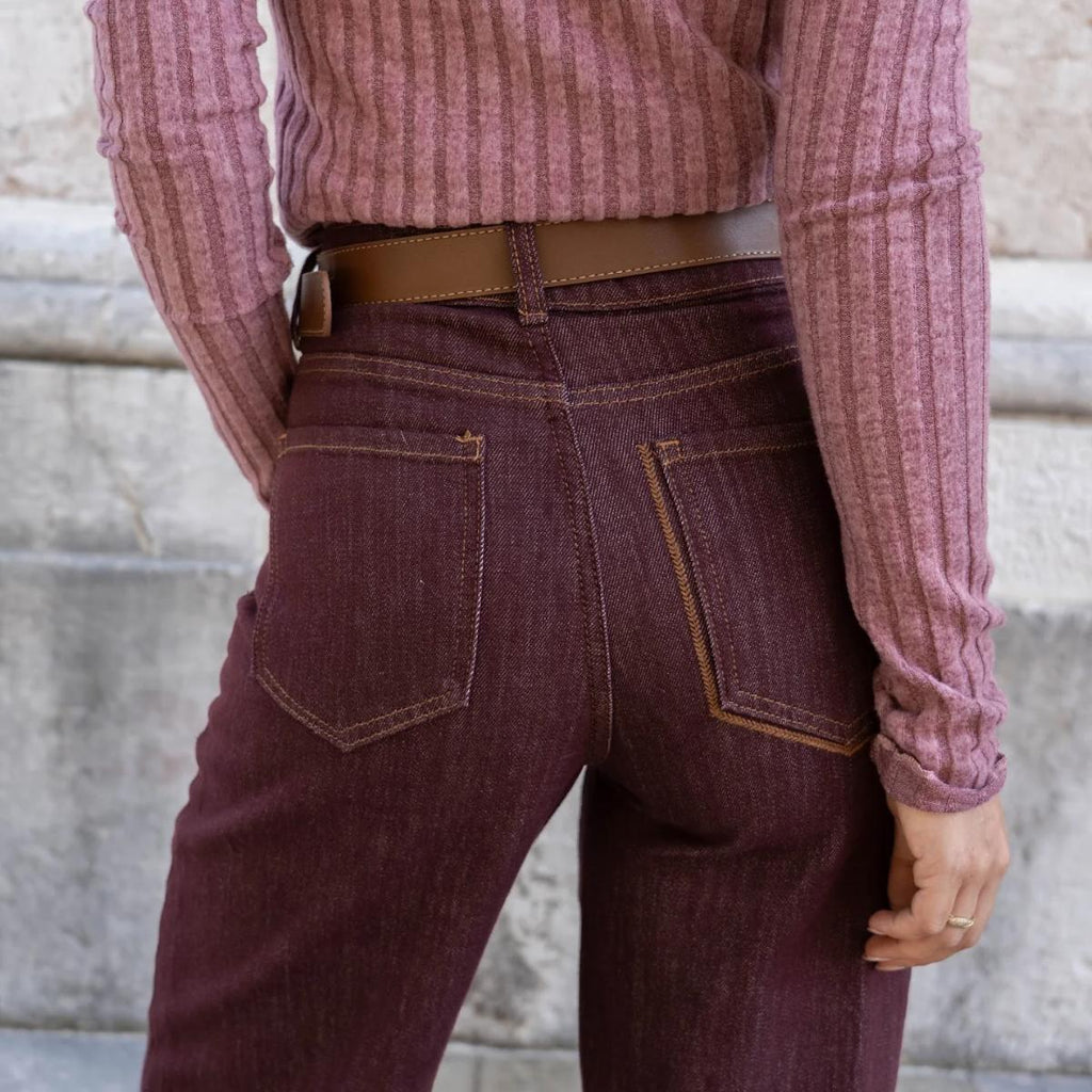 Jeans Bordeaux + Cintura Inclusa